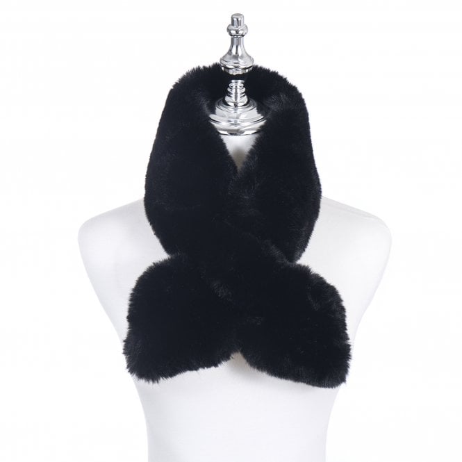 Adore Faux Fur Pull Through Scarf - Black 