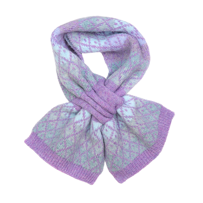 Alpaca Diamond Check Pull Through Scarf | Lilac