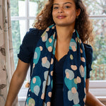 Bamboo Viscose Spot Print Scarf | Blue