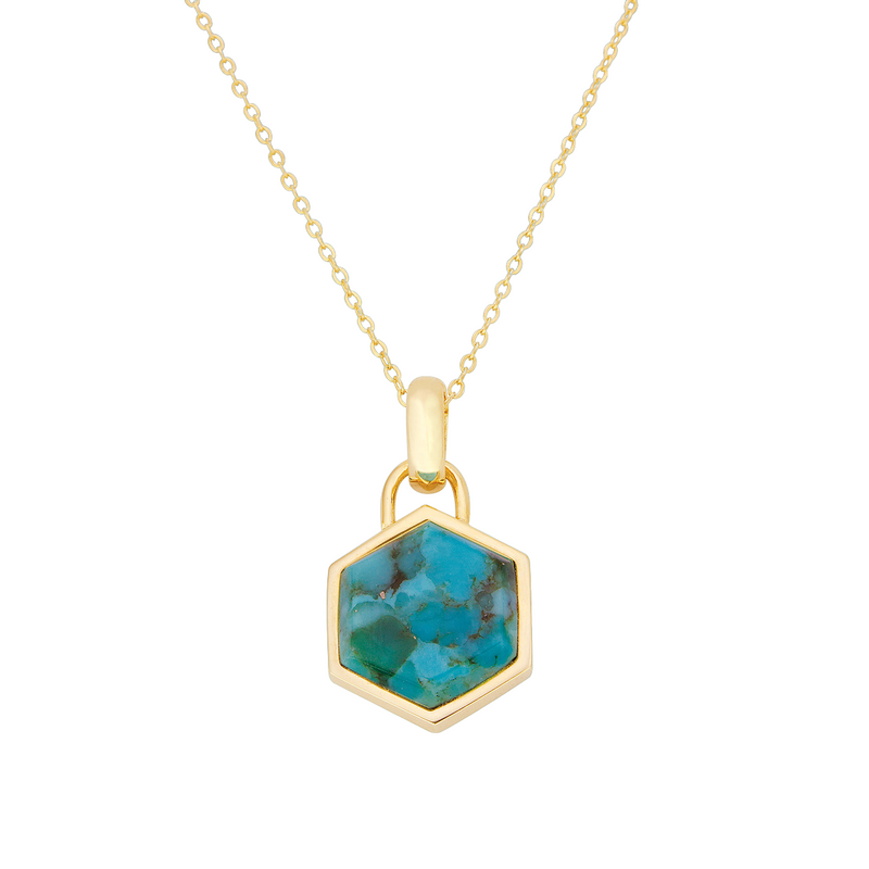 Liga Turquoise Hexagon Pendant Necklace | Gold Plated Sterling Silver