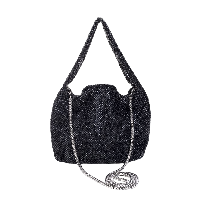 Crystal Handbag with Chain | Black