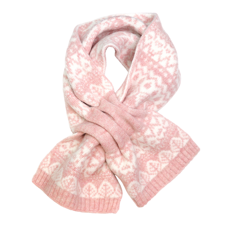 Fairisle Pull Through Scarf | Pale Pink