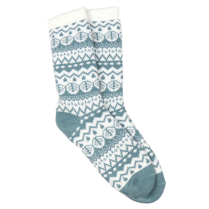 Fairisle Slipper Socks | Duck Egg Blue