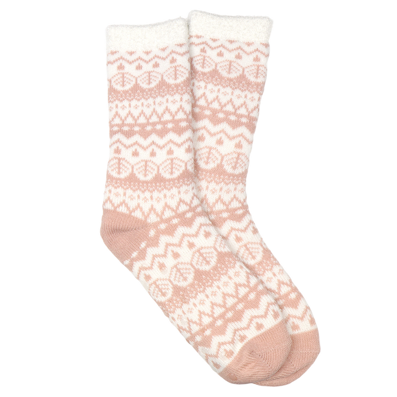 Fairisle Slipper Socks | Pastel Pink