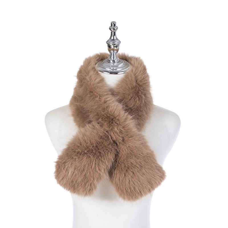 Faux Fur Pull Through Scarf | Cappuccino Beige