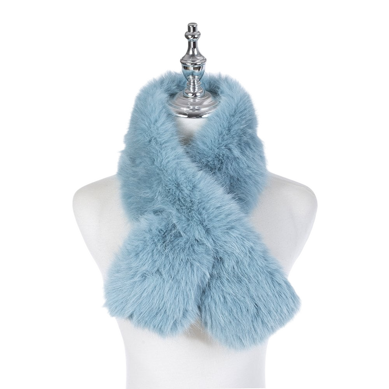 Faux Fur Pull Through Scarf | Ice Blue