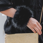 Faux Fur Wrist Cuffs | Black | Set of 2