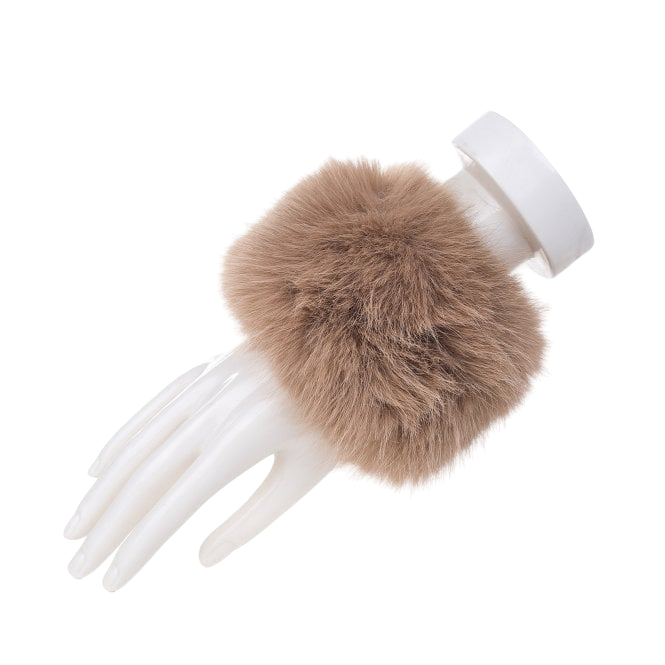 Faux Fur Wrist Cuffs | Cappuccino Beige | Set of 2