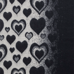 Heart Print Scarf with Fringe | Black & White