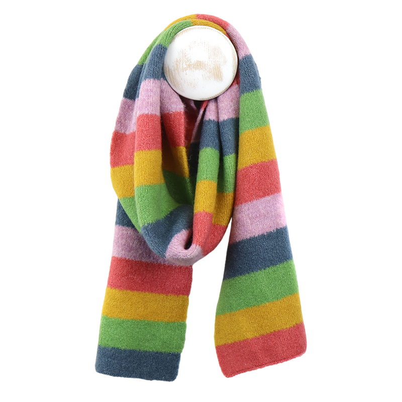 Knitted Rainbow Stripe Scarf | Multicolour