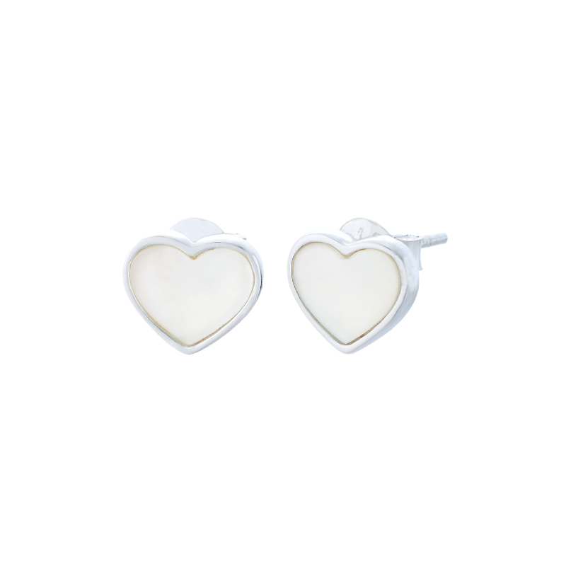 Missy Mother of Pearl Heart Stud Earrings | Sterling Silver