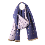 Reversible Jacquard Heart Print Scarf | Purple & Lilac