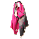 Reversible Jacquard Star Print Scarf | Fuchsia Mix