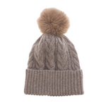 Cable Knit Hat Pom Pom Hat | Cappuccino Beige