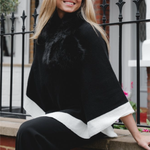 Spun Acrylic Poncho | Black & Stone White