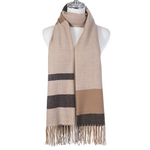 Striped Scarf with Fringe | Beige Mix