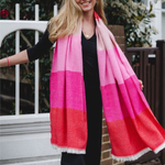 Striped Scarf with Fringe | Pink Mix