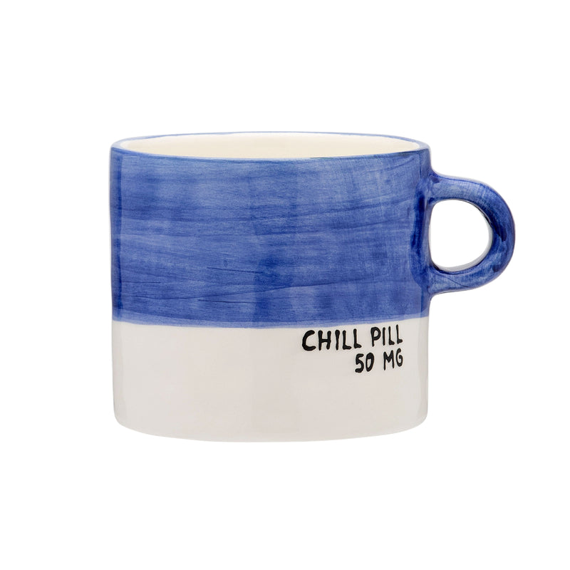 Ceramic 'Chill Pill' Mug | Blue & White