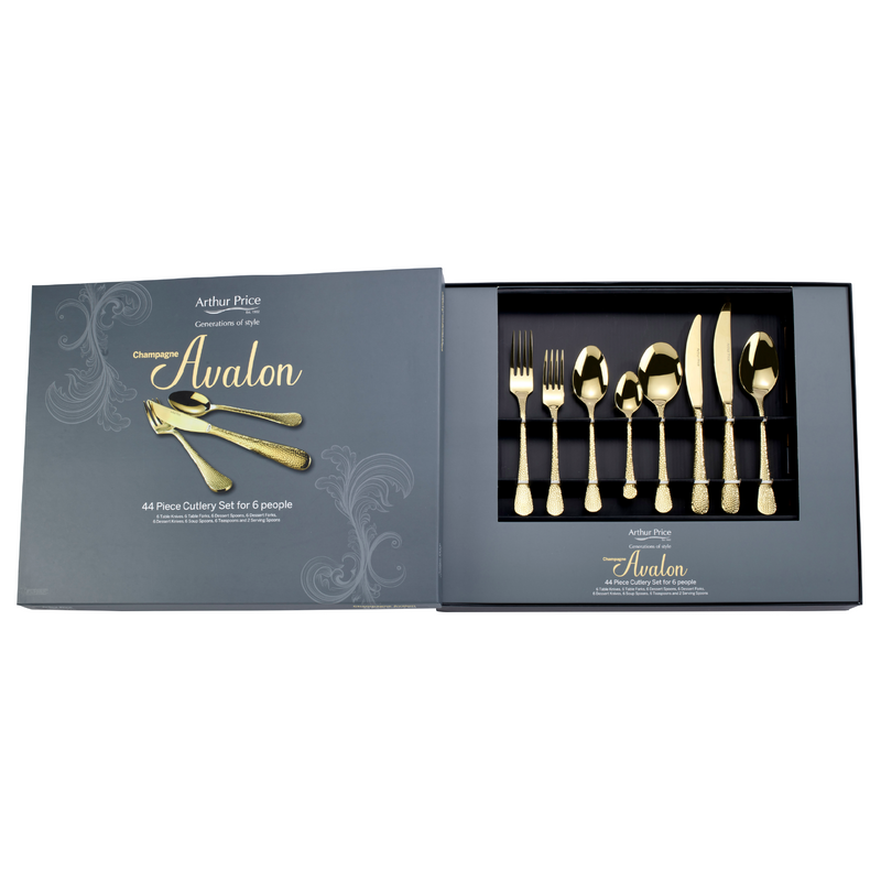 Champagne Avalon Cutlery Box Set | 44 Piece