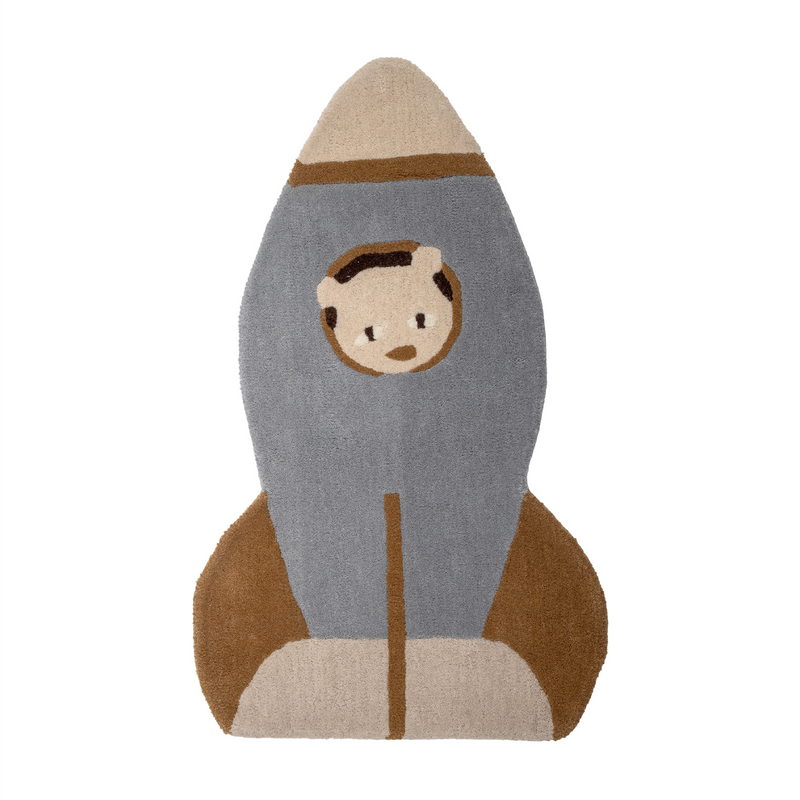 Space Rocket & Teddy Bear Rug | Wool | 100cm