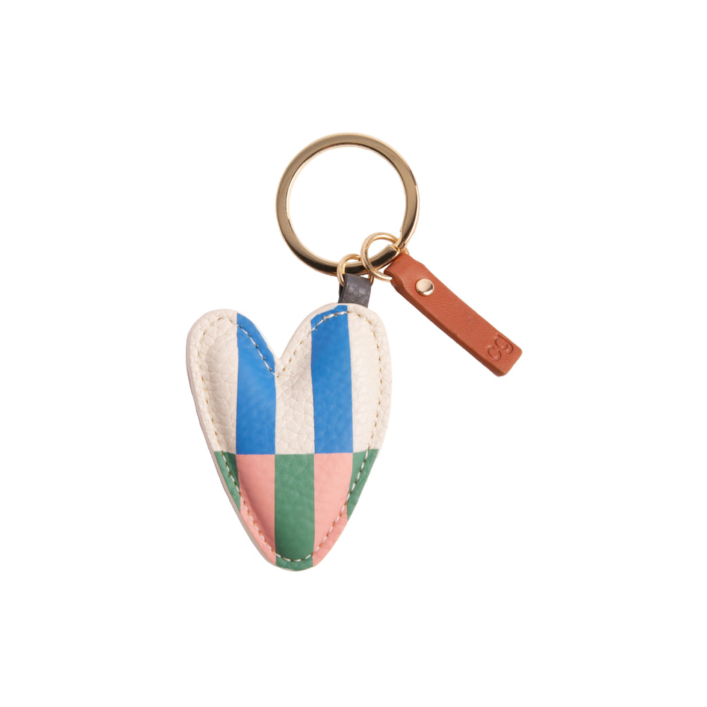 Caroline Gardner Multi Stripe Heart Keyring | About Living