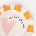 Scalloped 'Love, Love, Love' Side Plate | Orange