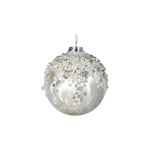 Beaded Christmas Tree Bauble | White & Silver