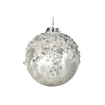 Beaded Christmas Tree Bauble | White & Silver