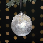 Beaded Christmas Tree Bauble | White & Silver