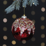 Beaded Drip Christmas Tree Bauble | Red & Gold