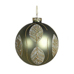 Beaded Glitter Leaf Christmas Tree Bauble | Sage & Gold