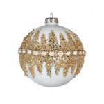 Glass Beaded Bauble | White & Gold