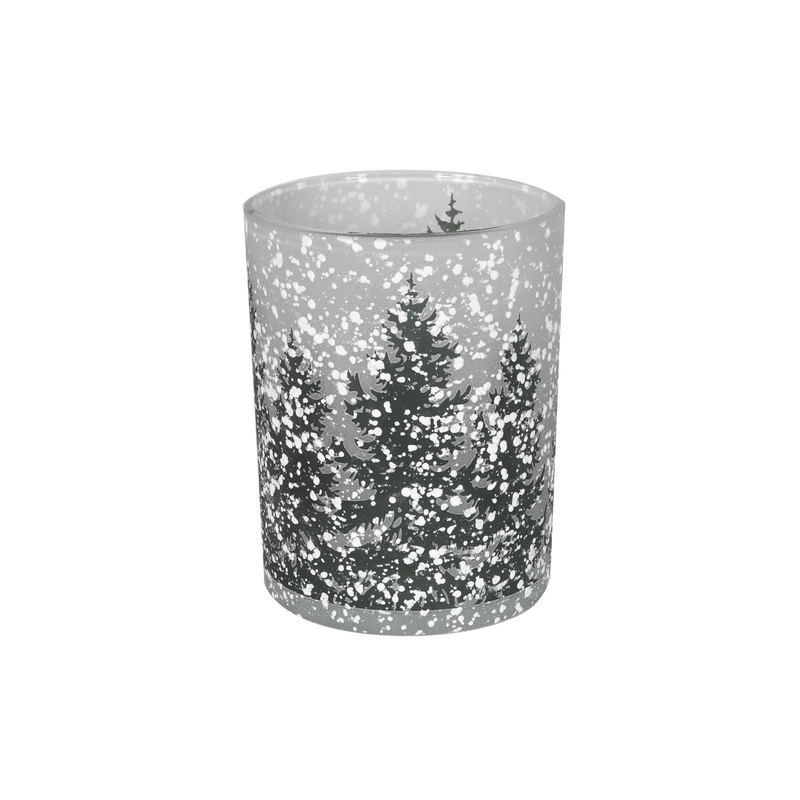 Snow Forest Glass Candle Holder | Small