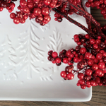 Embossed Christmas Tree Serving Dishes | White | Set of 2