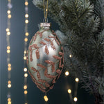 Finial Laurel Leaf Christmas Tree Bauble | Sage & Gold