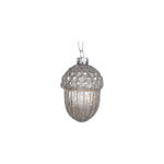 Frosted Glitter Acorn Christmas Tree Bauble | Silver