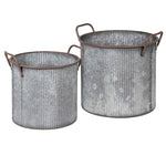 Rustic Ribbed Metal Planter | 29cm