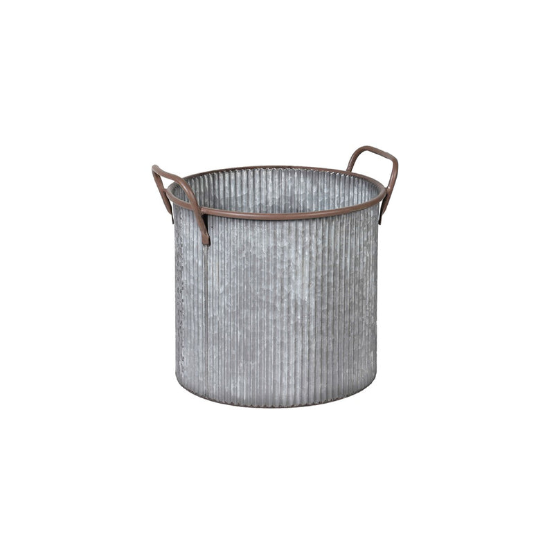 Rustic Ribbed Metal Planter | 29cm