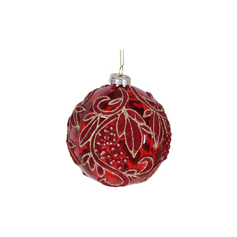 Velvet Christmas Tree Bauble | Red & Gold