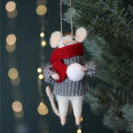 Winter Mouse with Snowball Hanging Christmas Tree Decoration