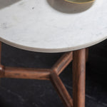 Barcelona Mid-Century Marble Top Side Table | Dark Acacia