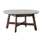 Barcelona Round Marble Top Mid-Century Coffee Table | Dark Acacia