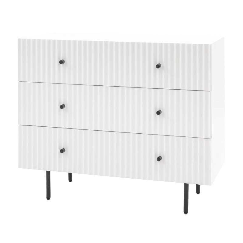 Buckhurst Scalloped 3 Drawer Chest | White