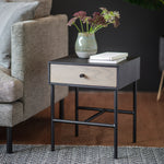 Carbury Bedside Table with Drawer | Black/Natural