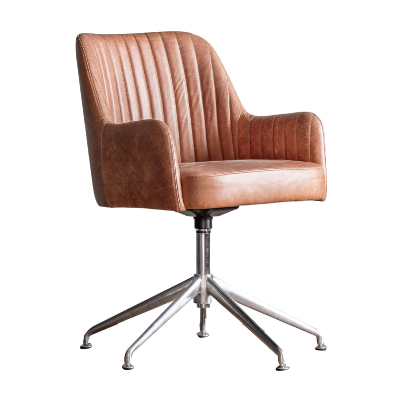 Curie Leather Swivel Chair | Vintage Brown Leather