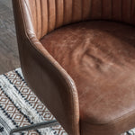 Curie Leather Swivel Chair | Vintage Brown Leather