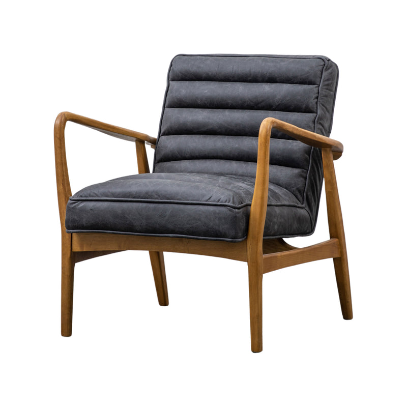 Datsun Mid-Century Leather Armchair | Antique Ebony