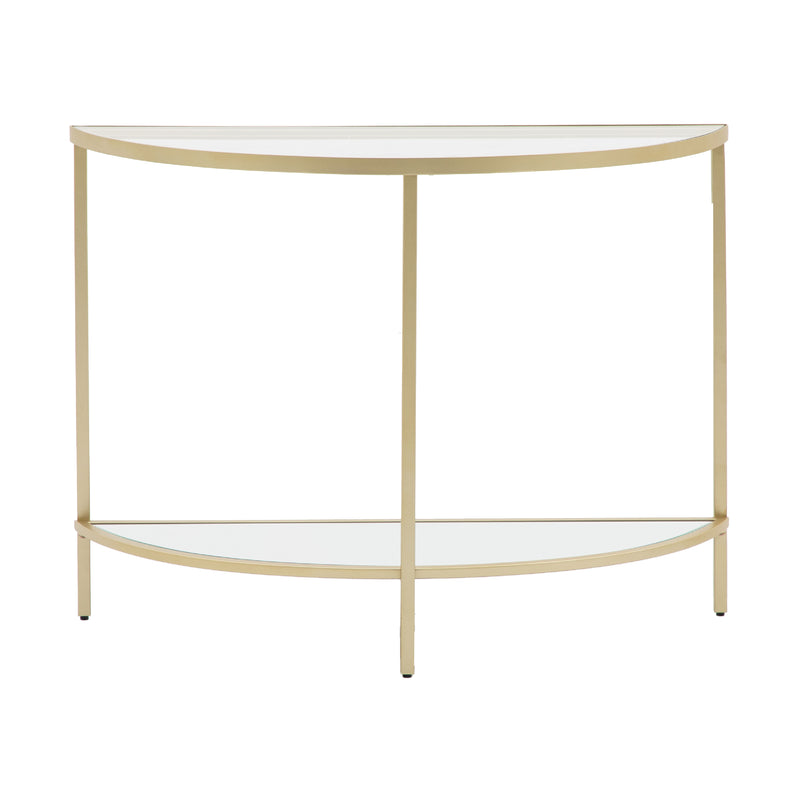 Hudson Demilune Glass Console Table | Champagne Gold