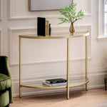 Hudson Demilune Glass Console Table | Champagne Gold