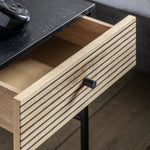 Hyland Bedside Table with Drawer | Black/Natural